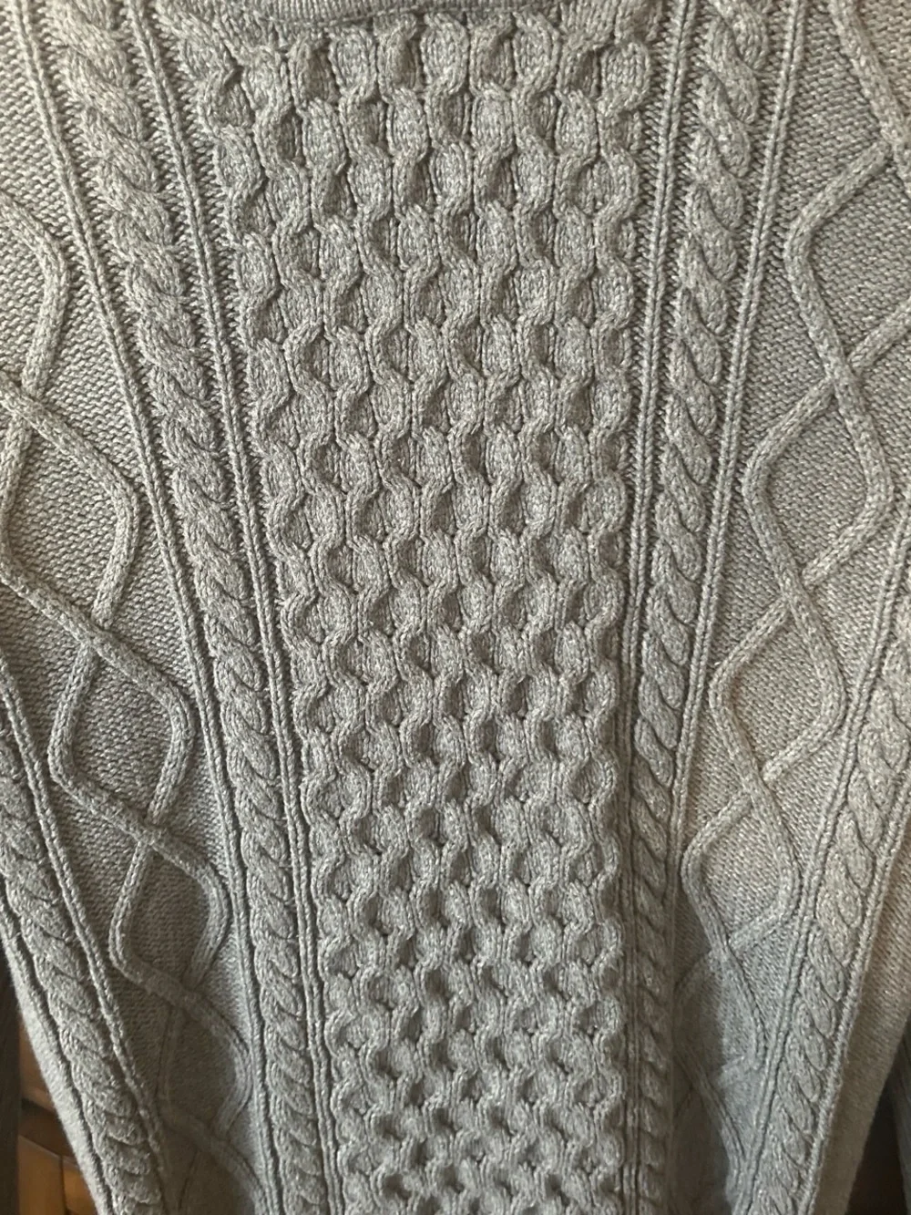 L.L. Bean Gray Cable-Knit Turtleneck Sweater